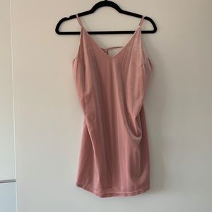 Pink velvet backless mini dress